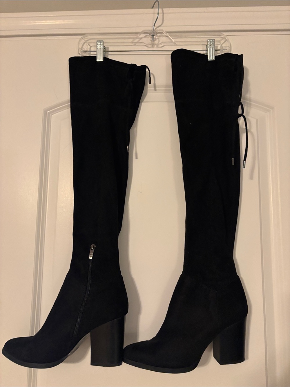Marc Fisher Black Over-the-Knee Block Heel Boots
